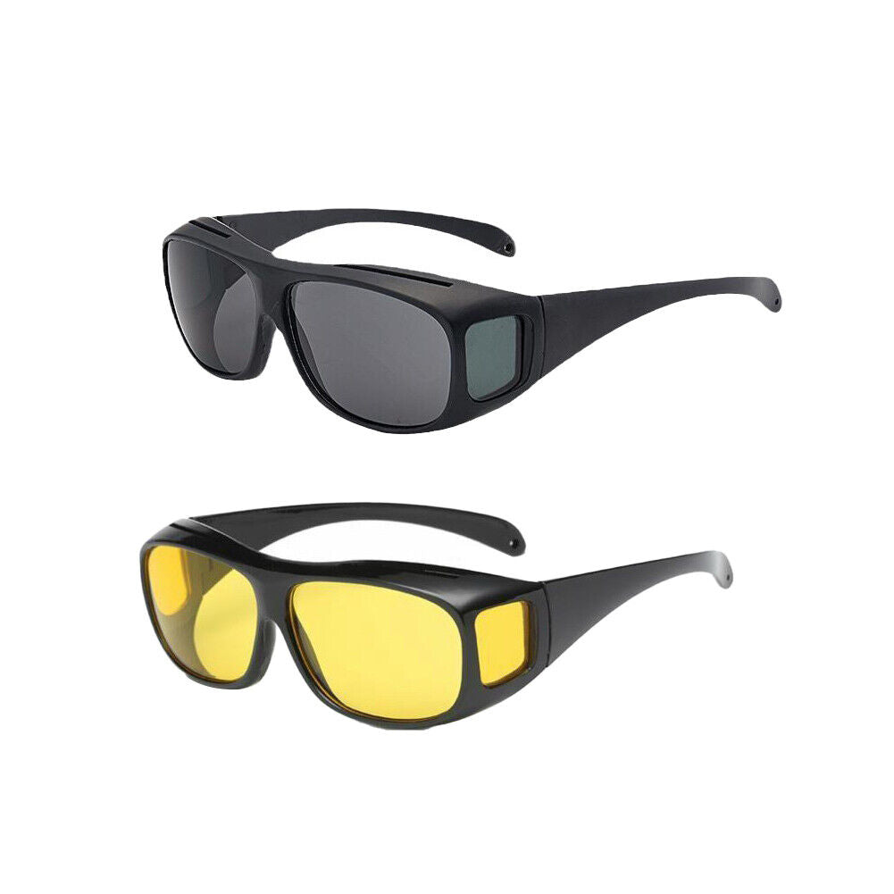 US 4-8Pc HD Night Vision Glasses Men Women Driving Sports Wraparound Fit Over