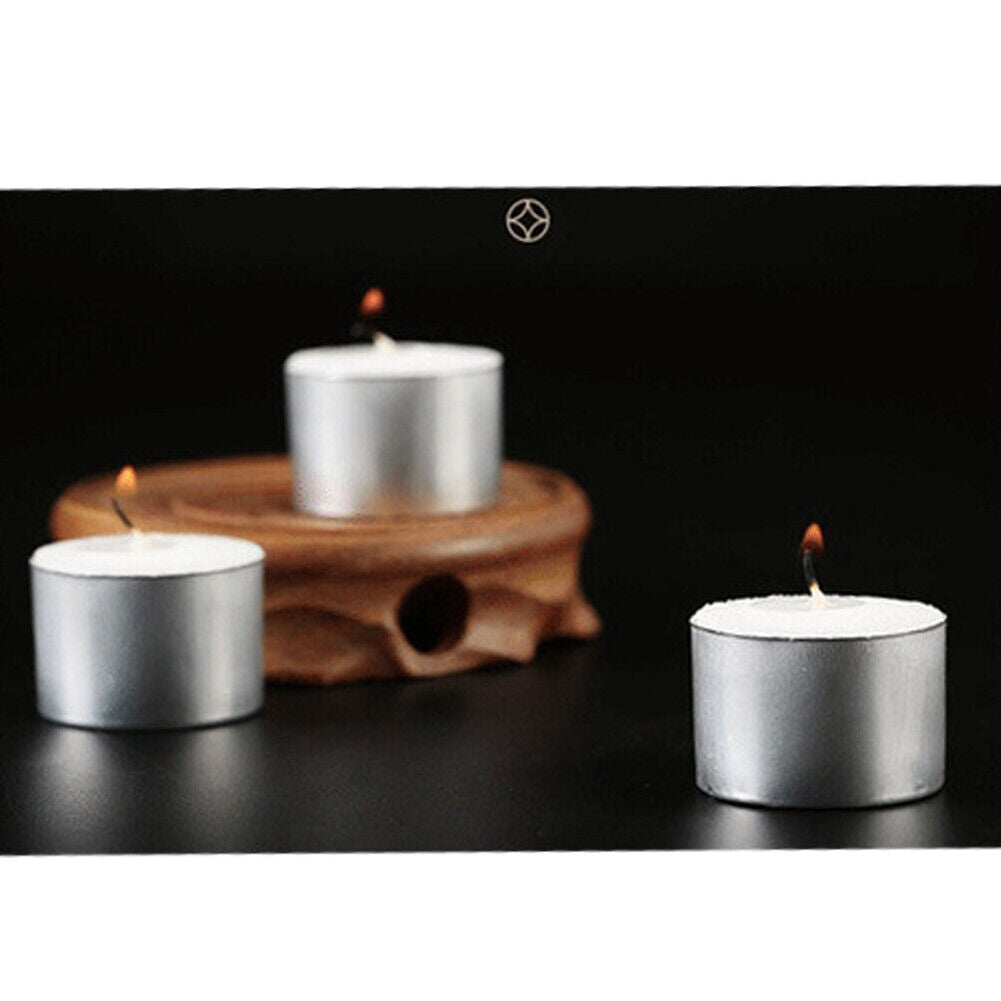 US 100-200 Pc Tea Light Candle 4h Long Lasting Natural Palm Oil White Unscented