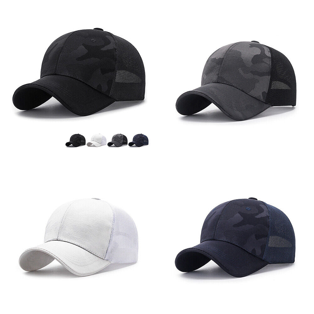 US 1~2Pcs Baseball Cap Mesh Snap Back Classic Trucker Camouflage Hat All Seasons