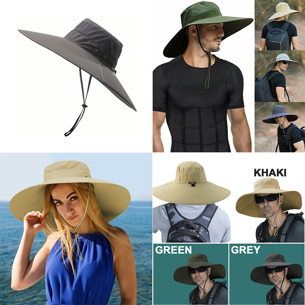 US 1~2 Pack Wide Brim Foldable & Adjustable Bucket Sunhat All Seasons Waterproof