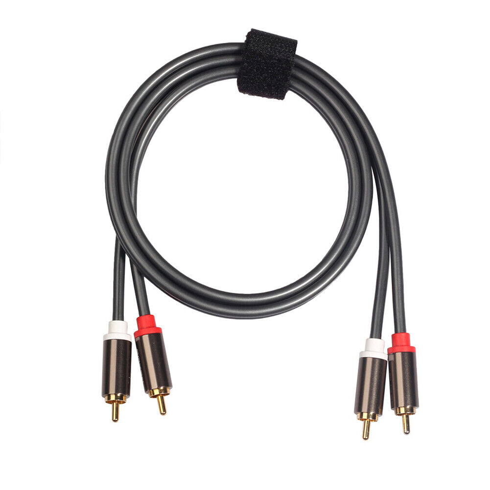 U 2-4 Plated 2-RCA to 2-RCA Male L/R Stereo Audio Coaxial Cable Cord Plug Patch