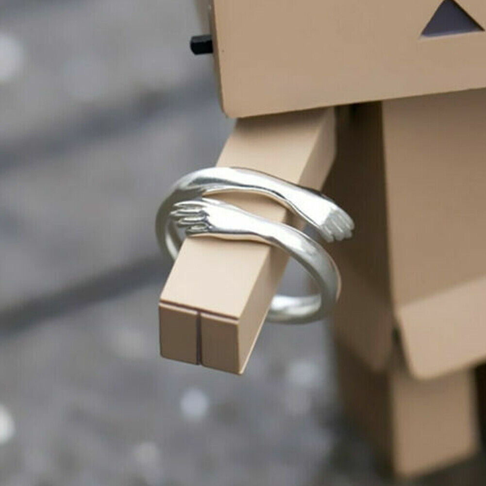US 2-4 Pcs Give Me a Hug Ring Adjustable Couple Lover Valentine's Day Gift Girl