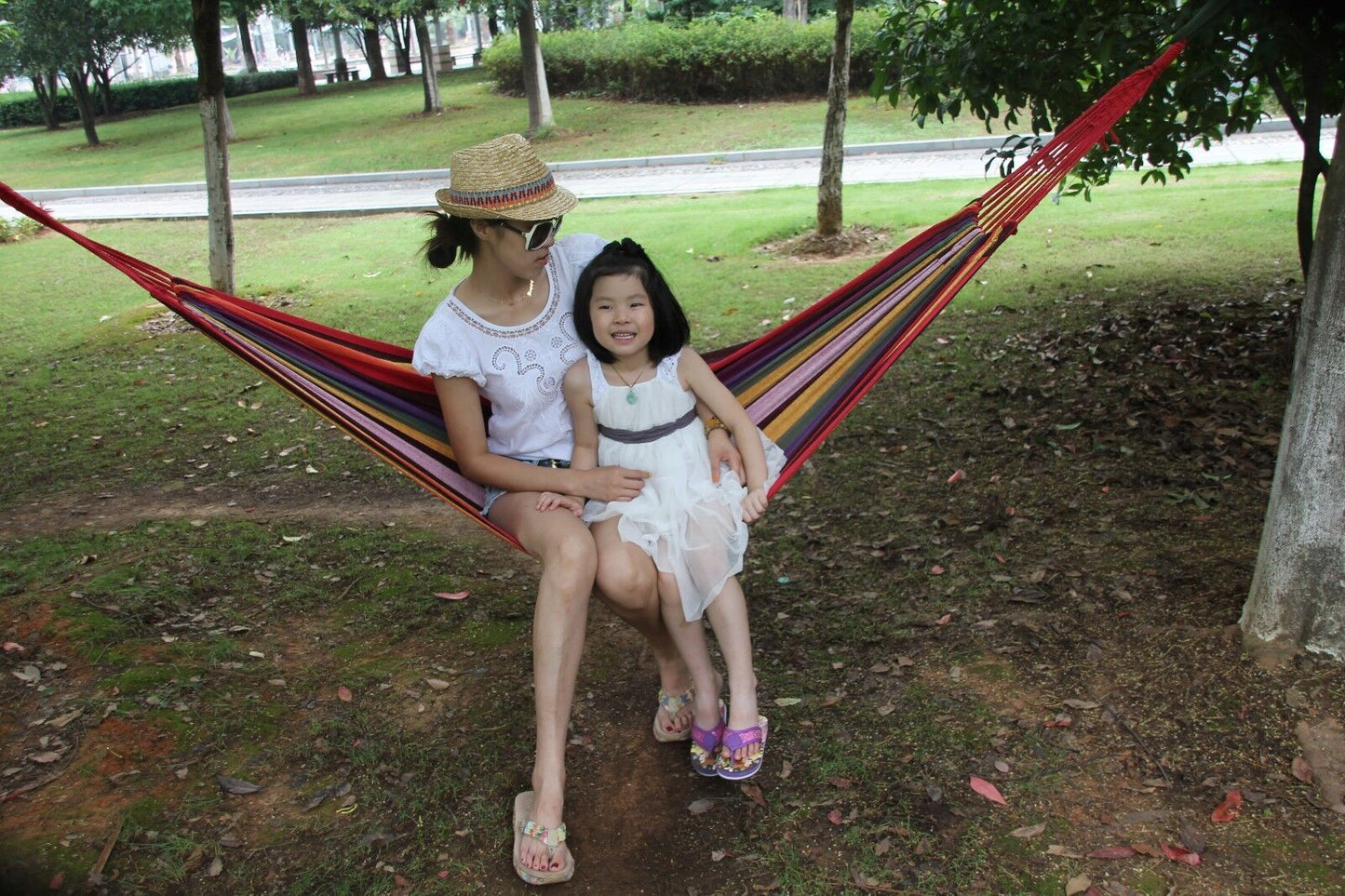 Double Layered Cotton Fabric Travel Camping Hammock,78.75''x31.5'', max 308 lbs
