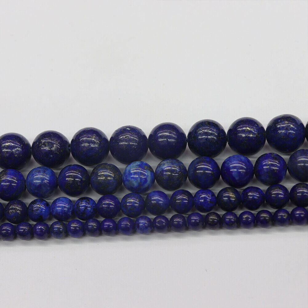 US 6/8/10mm Grade A Natural Lapis Lazuli Stone Beads Round Loose For Jewelry DIY
