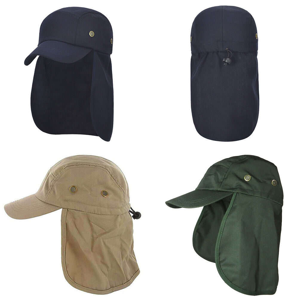 US 1-2 Pc UV Sun Protect Cap Safari Hike Camping Neck Cover Ear Flap Fishing Hat