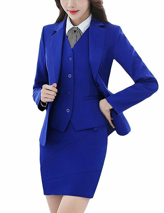 MFrannie Women Long Sleeve Blazer and Skirt Office Lady 2 Piece Suit Set