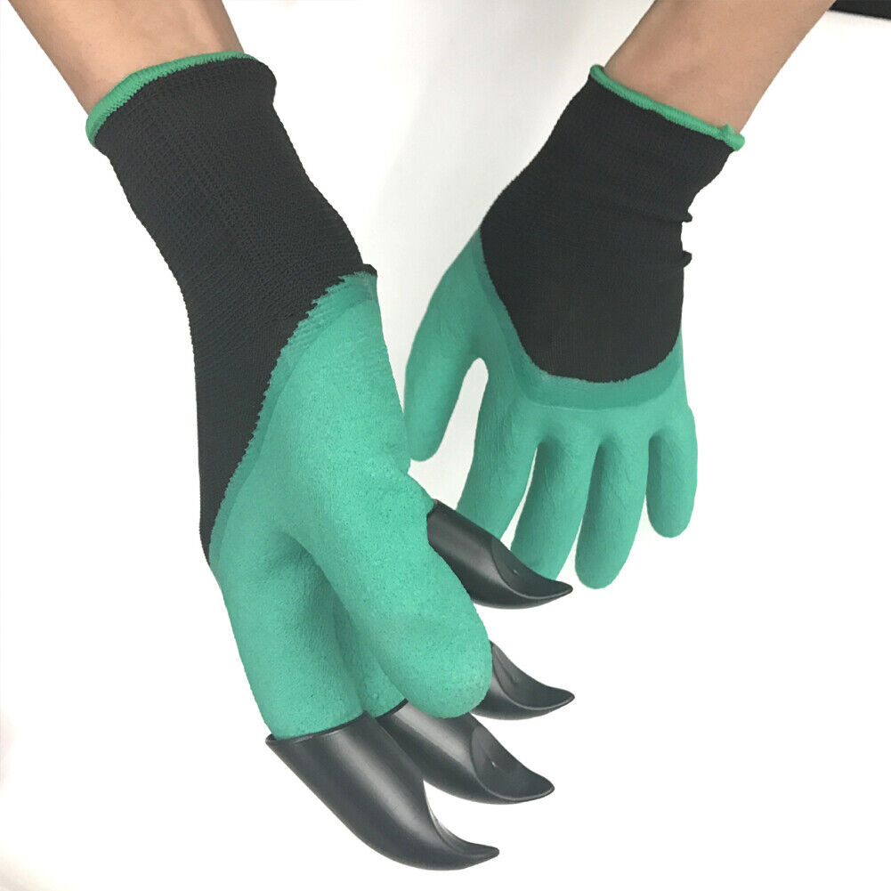 US 2-4Pairs Gardening Digging Planting Pruning Tools 4 Claws Garden Genie Gloves