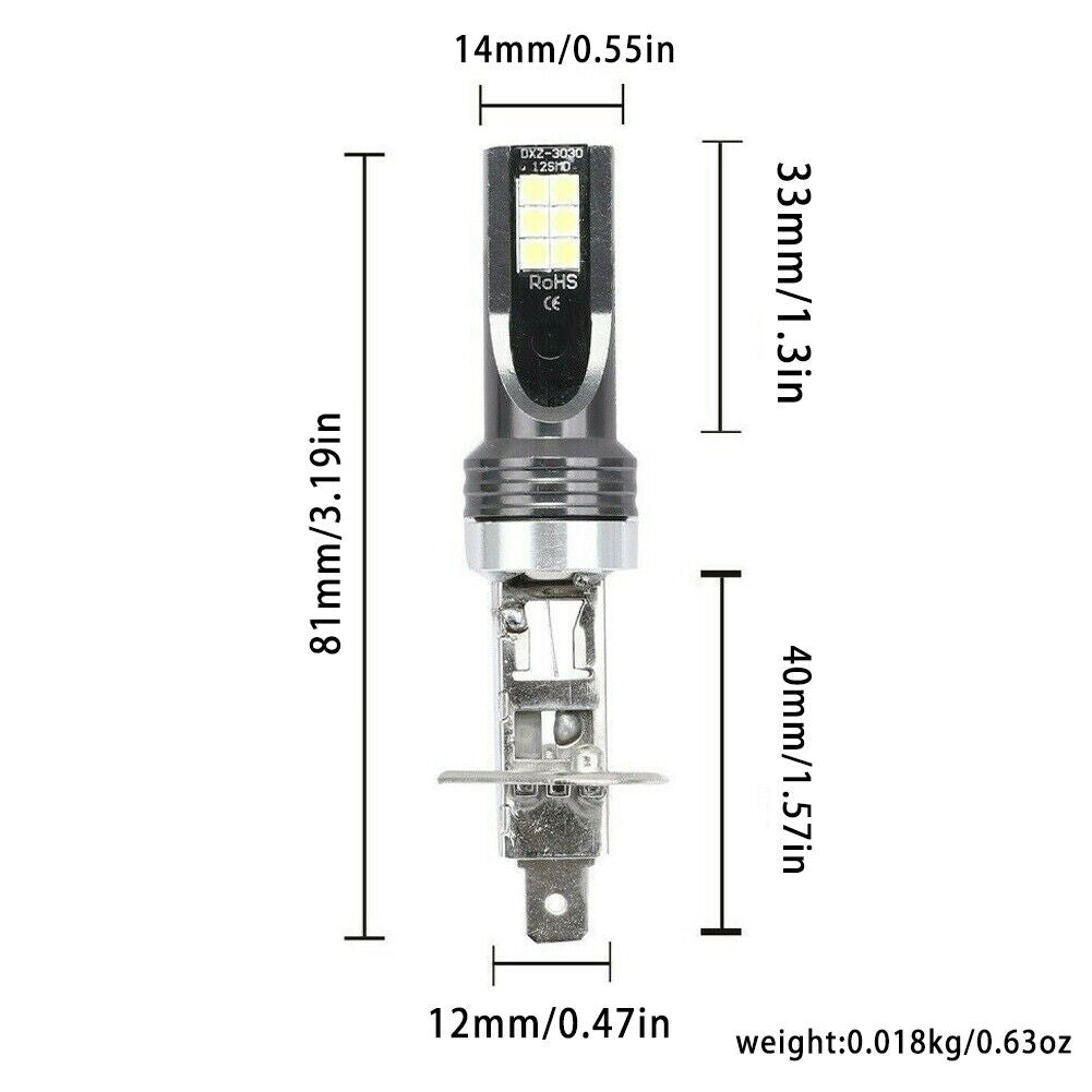 US 4-8 H1 100W 6500K LED Headlight Bulb Conversion Kit High Low Beam Super White