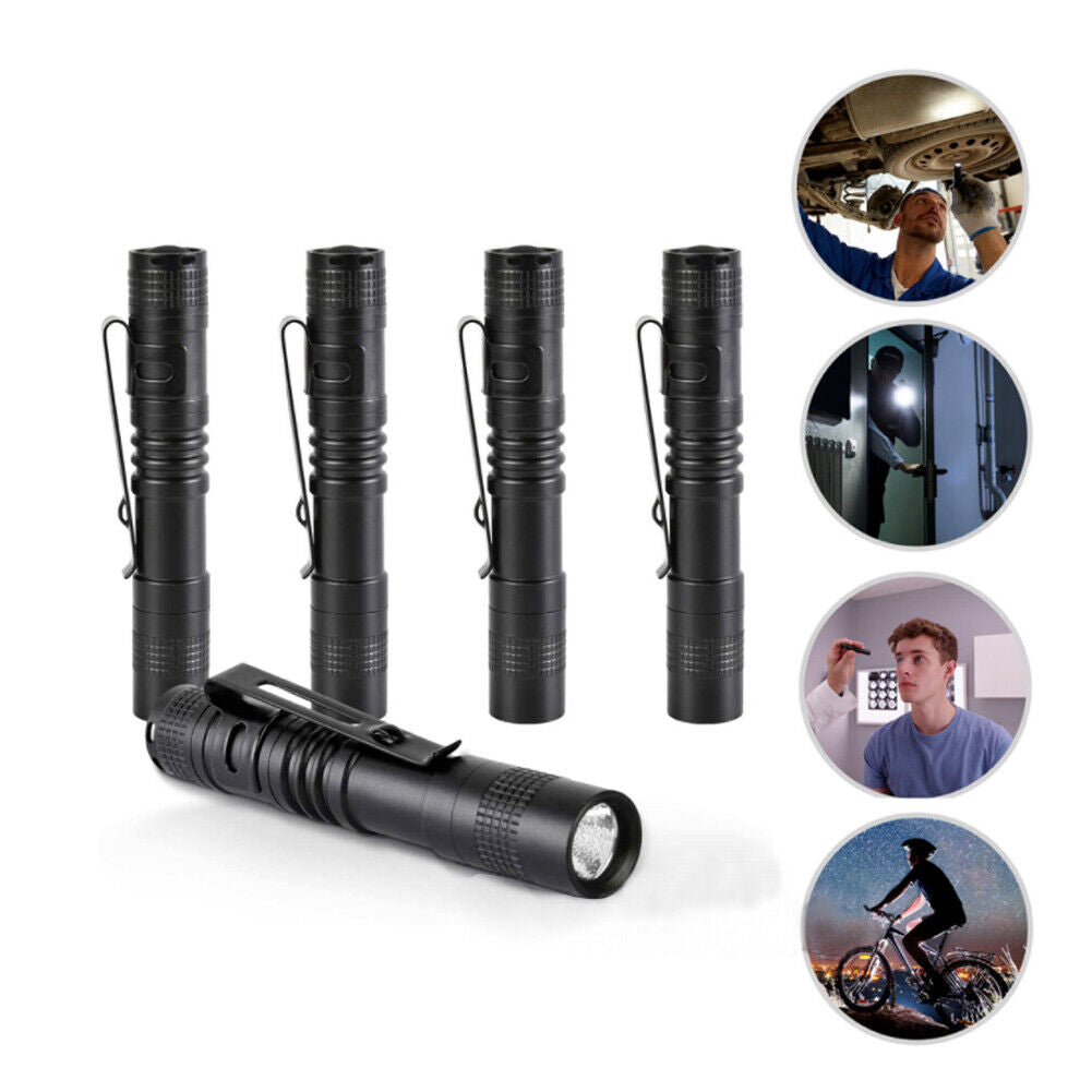 US 1-2 Pack Mini LED Flashlight Pocket Pen Ultra Bright Handheld for Camping