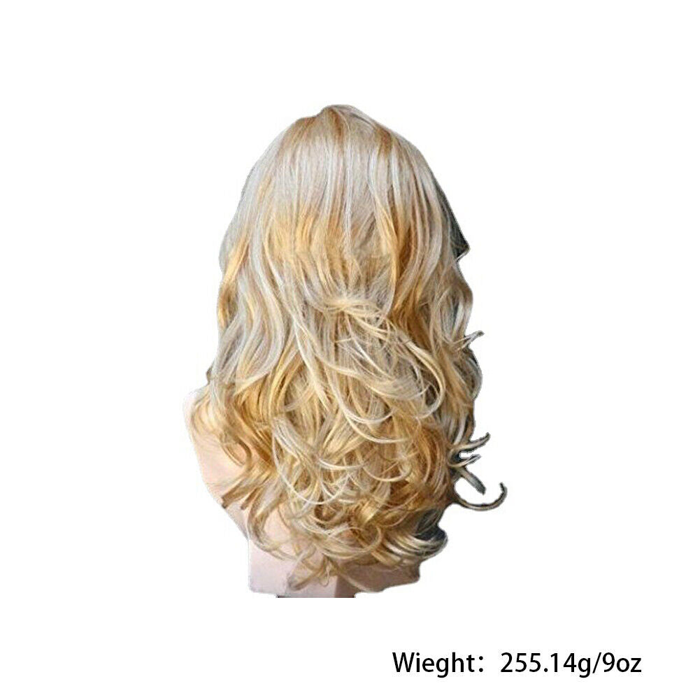 US 1-2 Pcs Women Long Curly Body Wavy Heat Resistant Blonde Highlights Full Hair