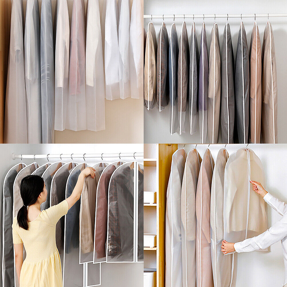 US 6-12Pc Hanging Garment Bag Lightweight Clear Full Zipper Suit Bags Dust Cover