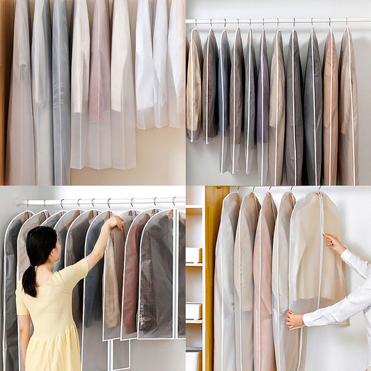 US 6-12Pc Hanging Garment Bag Lightweight Clear Full Zipper Suit Bags Dust Cover