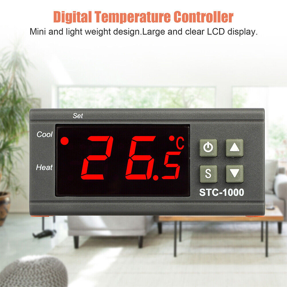 US 1-2 Pack STC-1000 AC 110V Digital Display Temperature Controller Thermostat