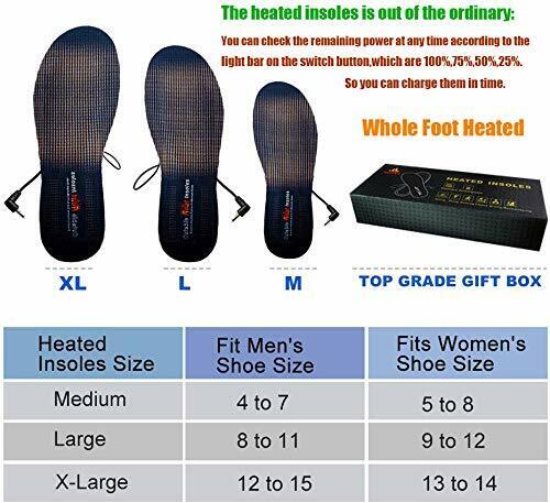 Rechargeable Adjustable Electric Insoles， Foot Warmers for Men Women Warm Feet