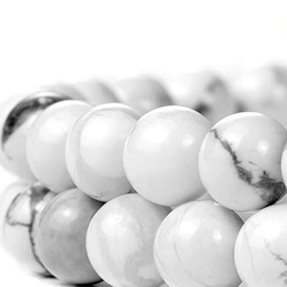 US 8mm 15" Strands Natural Polished Howlite Stone Loose Bead For Jewelry Making