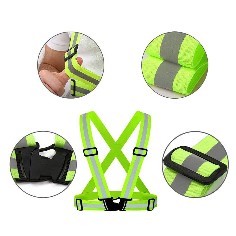 US 2-4 Pack Reflective Glow Belt Adjustable Elastic Safety Vest High Visibility