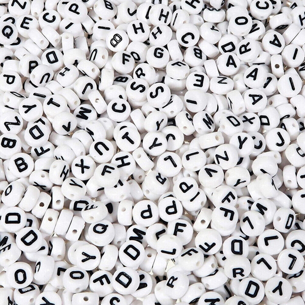 US 1000-2000 Pc Flat Round Acrylic Alphabet Letter Beads For DIY Jewelry Making