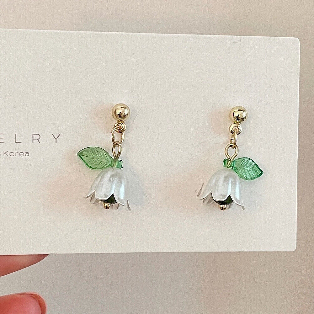 US Lily Of The Valley Chandelier Earrings Flower Floral Handmade Hook Earrings