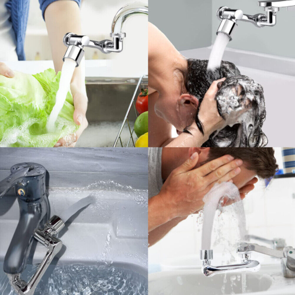 US 1-2Pc 1080° Rotating Faucet Aerator Universal Splash Spray Tap Extension Head