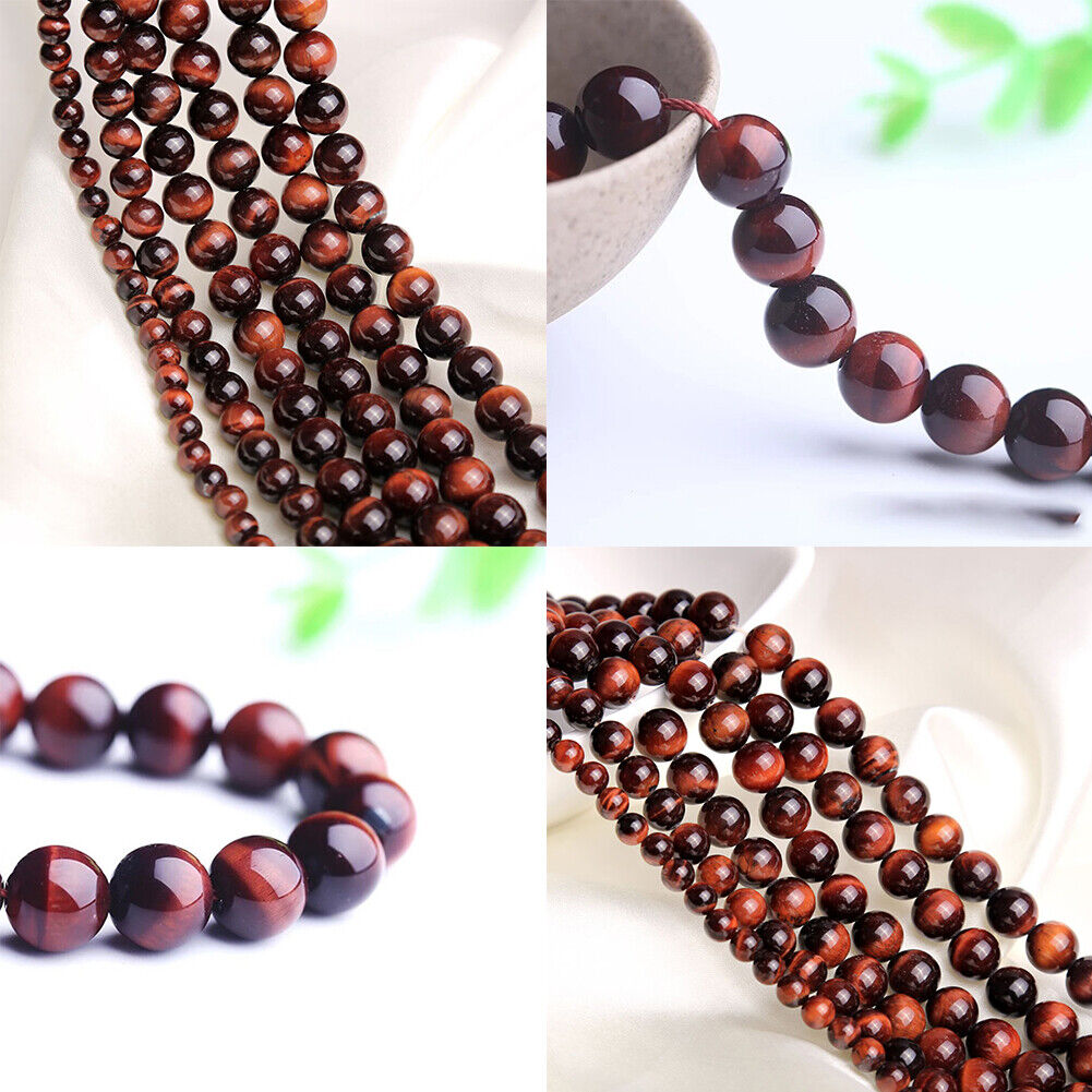US 6/8/10mm Natural Stone Dark Red Jasper Round Beads Jewelry Making DIY Spacer