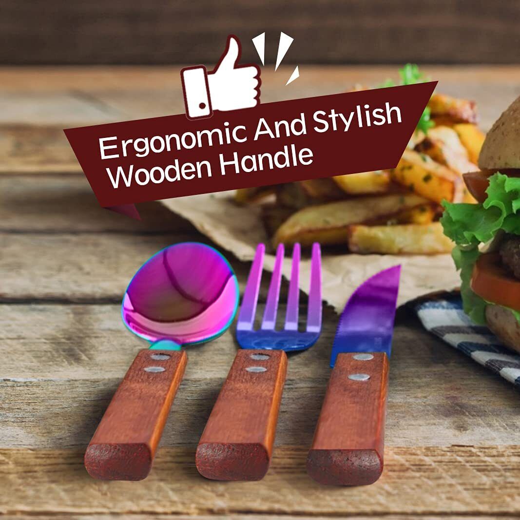 Reusable Camping Travel Utensils with Carrying Pouch， Flatware Set of Stainless