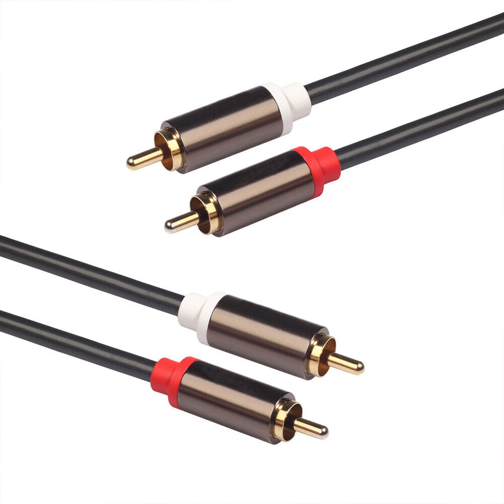 U 2-4 Plated 2-RCA to 2-RCA Male L/R Stereo Audio Coaxial Cable Cord Plug Patch