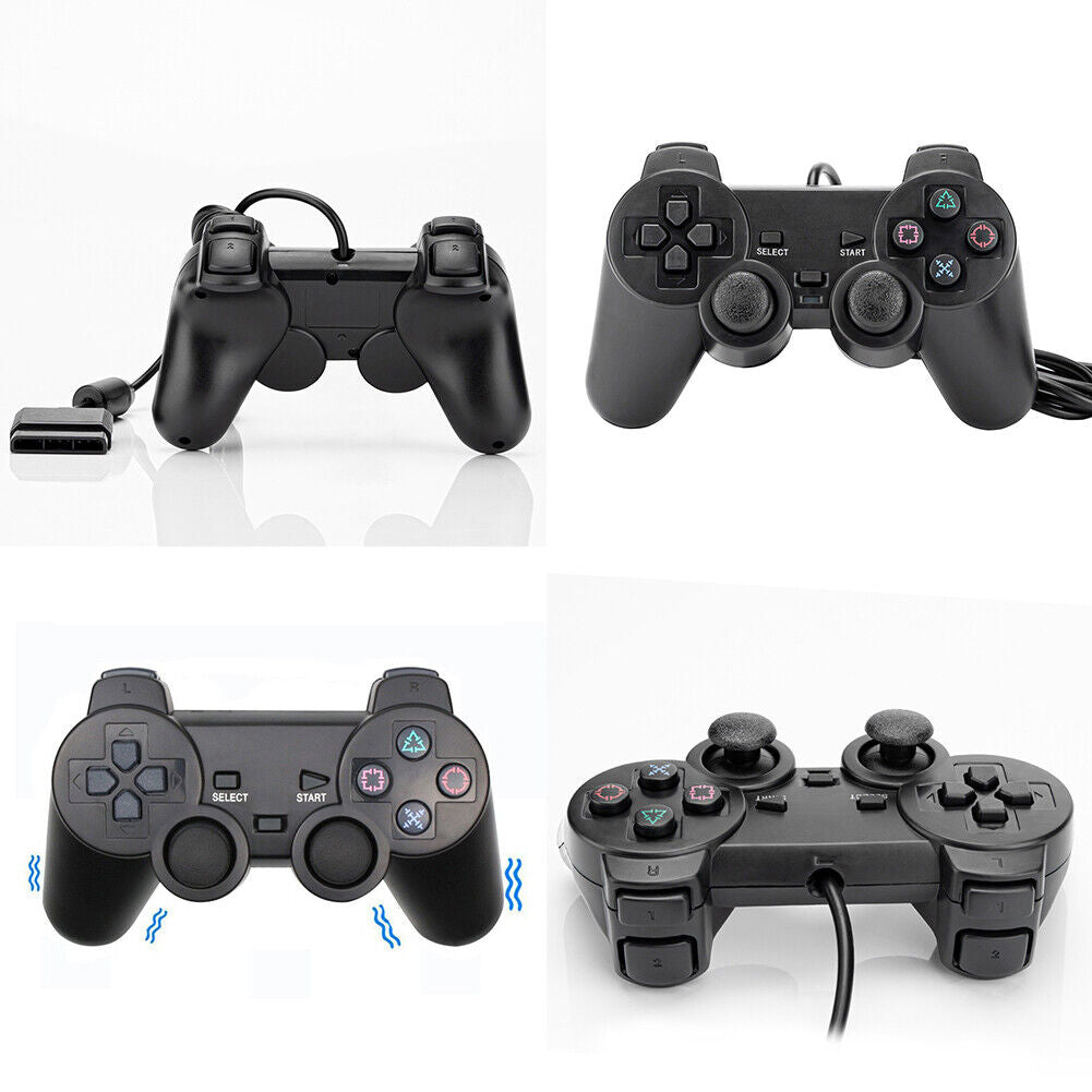 US 2 Pack Controller For PlayStation 2 PS2 Wired Black Joystick Joypad