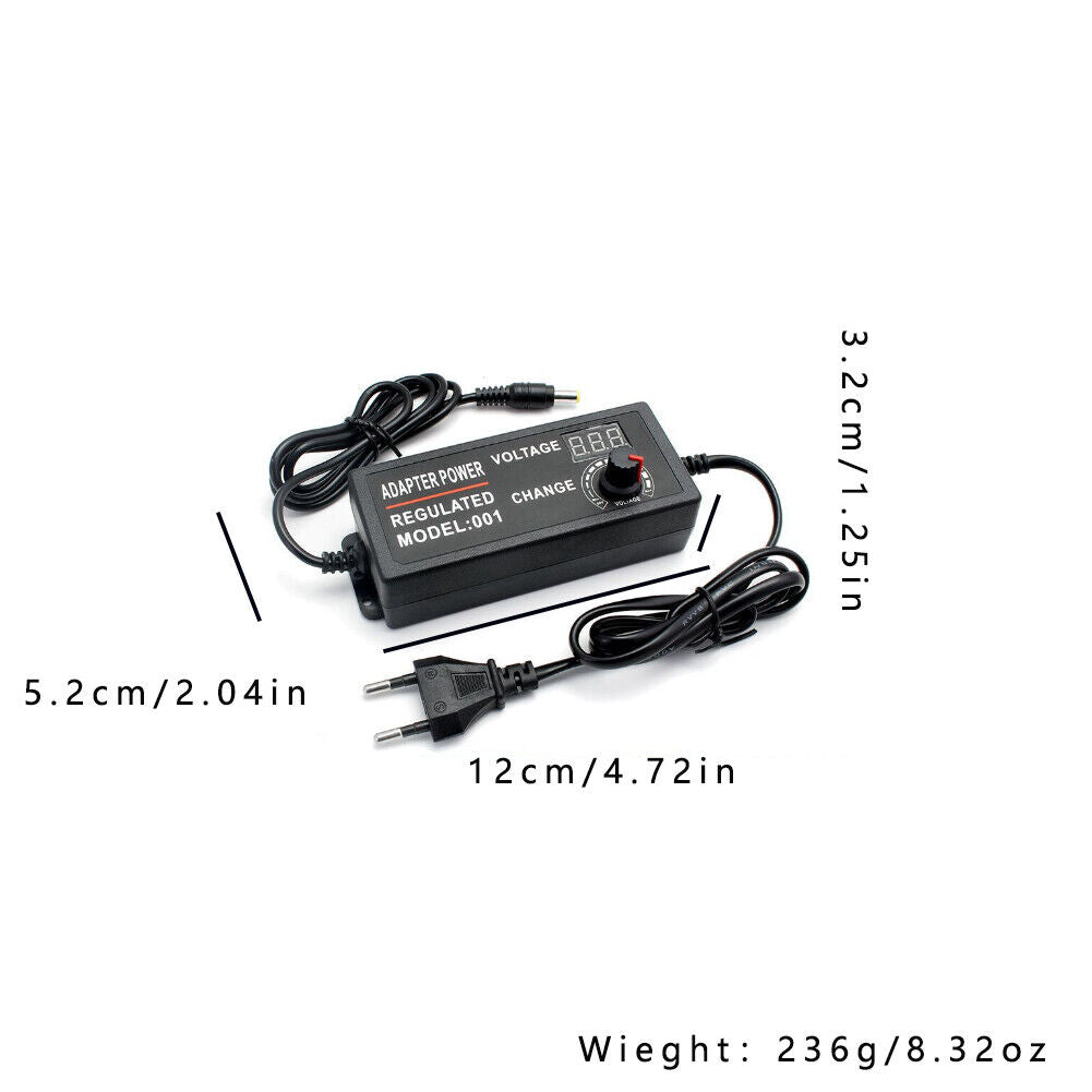 US 1-2 Pcs Universal Adjustable AC DC Supply Adapter Charger LED 3V-24V Display