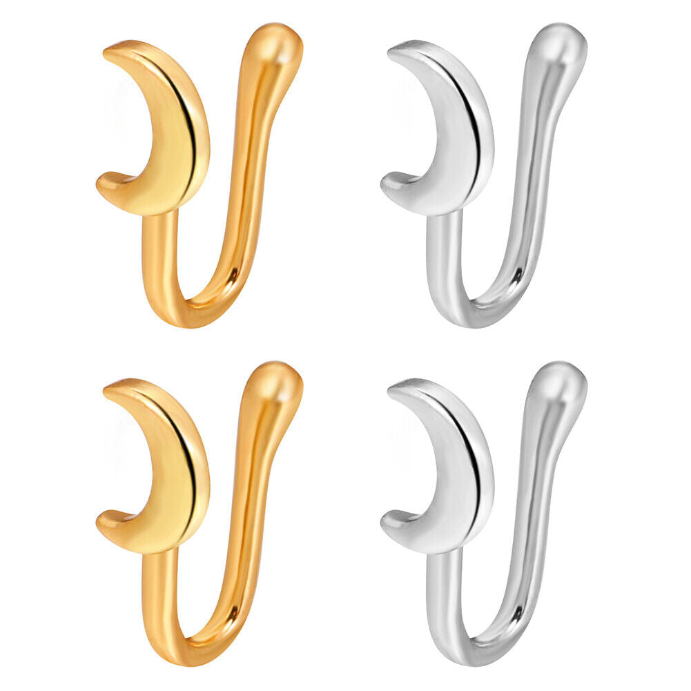 US 2 Pcs Star Heart Crown Nose Ring Copper Durable Fake Non-Pierced Nose Clip