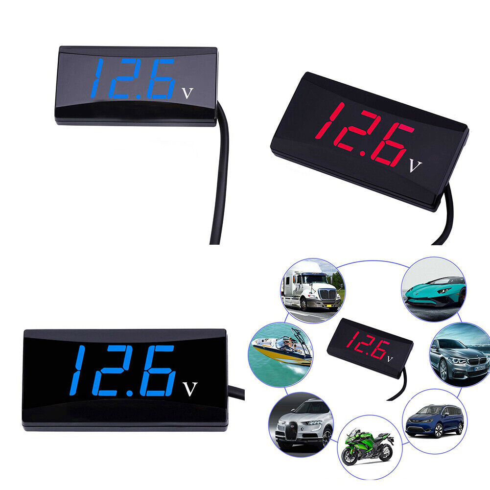 US 2-4 Pcs Upgraded 12V Voltage Gauge LED Digital Display Panel Meter Motorcycle