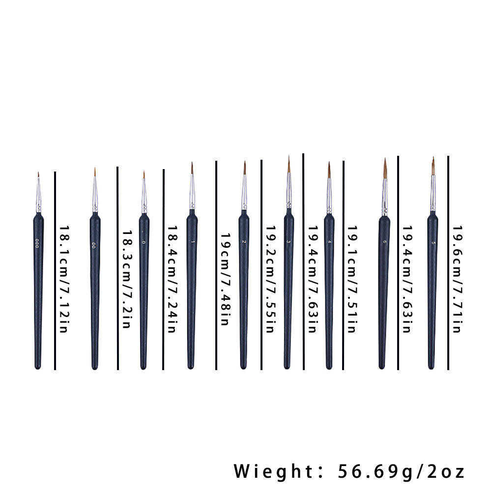 US 18-36  Pcs Miniature Paint Brush Weasel Hair Brush Fine Art Nail Oil Painting