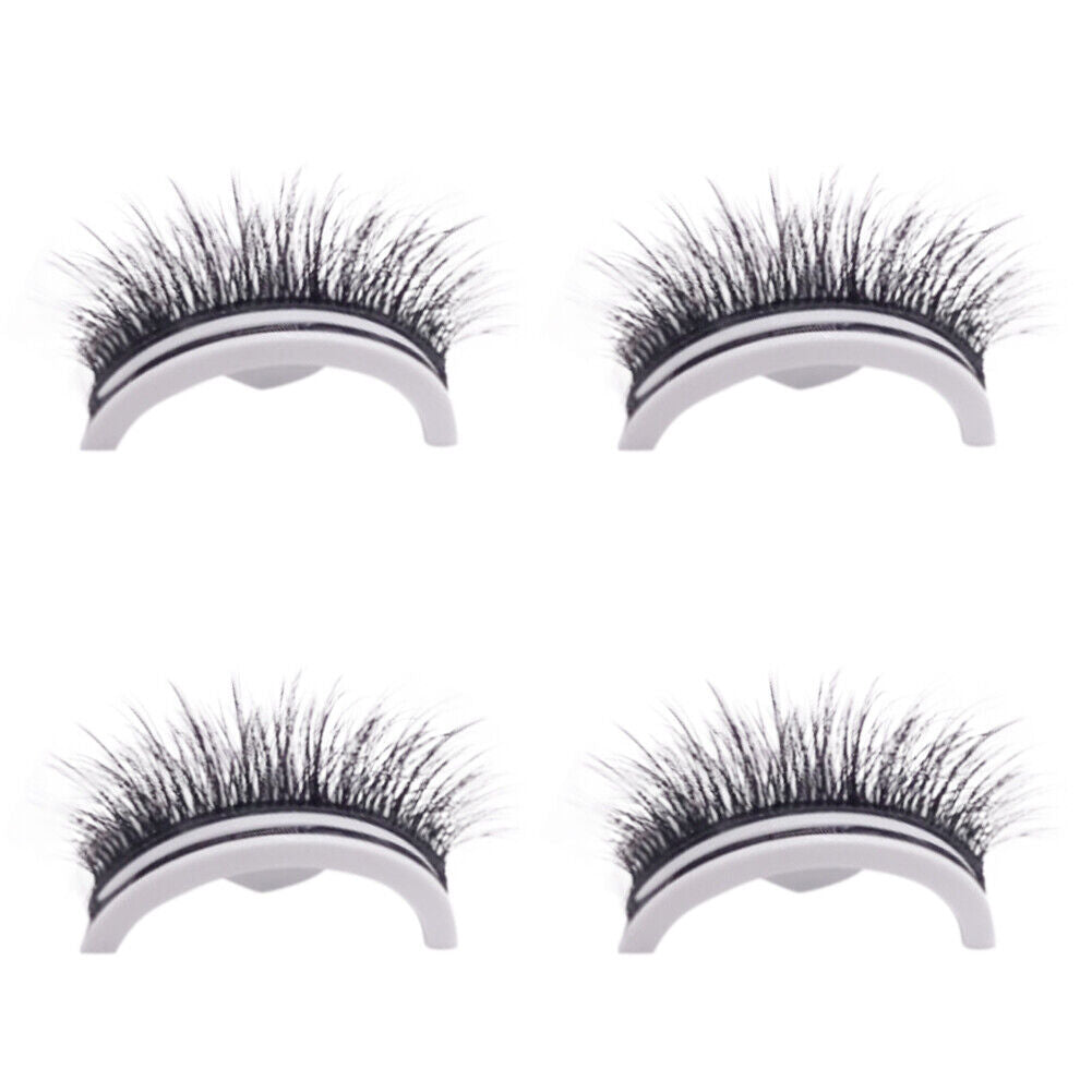 US 2-4 Pc Reusable 100% Real Mink 3D False Eyelashes Self Adhesive Nature Long