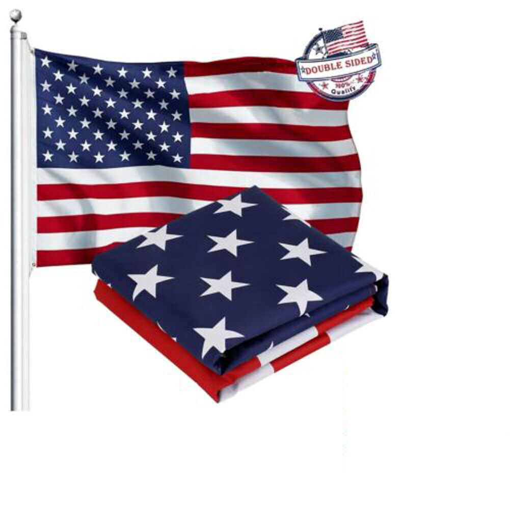 US 1-2 Pack American Flag 3x5 Ft Double Sided 3-Ply Fade Resistant UV Protected