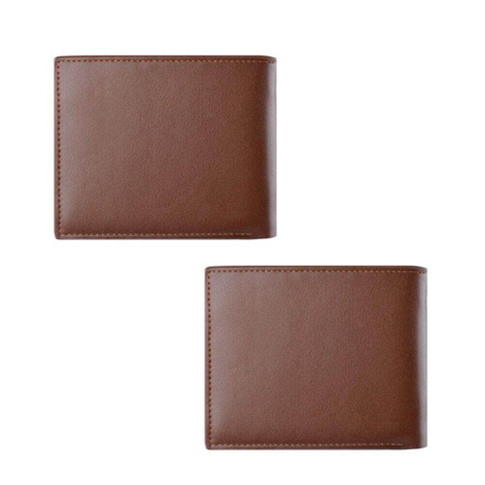 US1-2Pc Men's Bifold Leather Wallet With ID Window Credit Card Holder Slim Purse