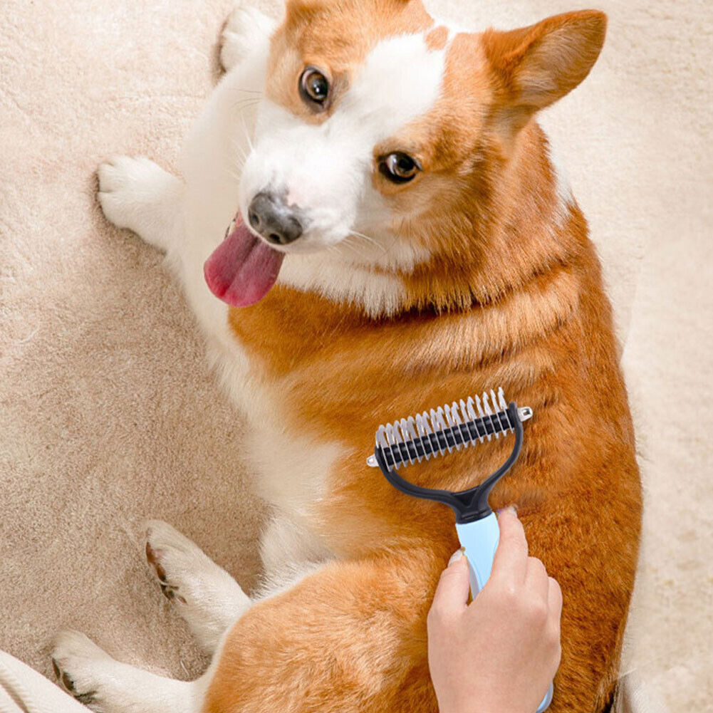 US Professional Pet Grooming Tool 2 Sided Undercoat Dog Cat Shedding Comb Brush