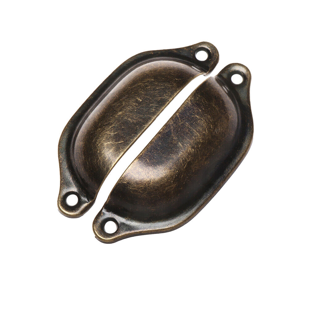 US 20 Pack Cabinet Hardware Antique Iron Shell-shaped Drawer Pulls Cup Handle