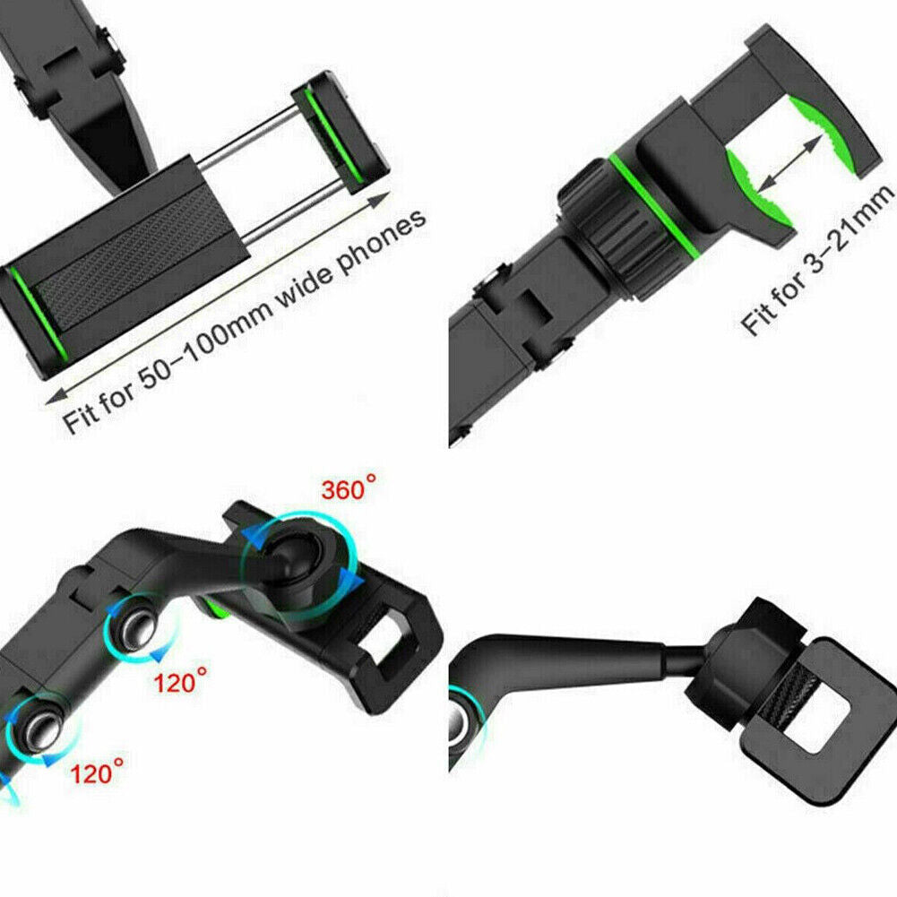 US 2-4 Multi-function Mirror Phone Holder Mount Car Rearview Rotation Adjustable
