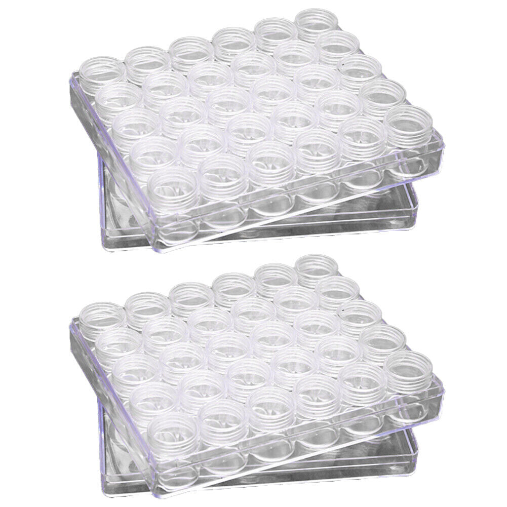 US 30-60 Pack Clear Bead Containers Storage Box Jars Transparent Bottles w/Box