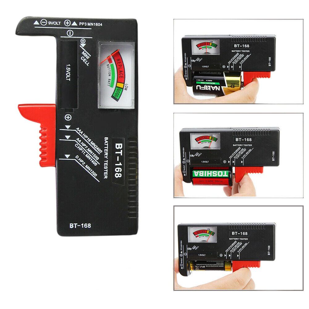 US 2-4 Pack AA AAA C D 9V Battery Universal Volt Tester Checker Button Cell