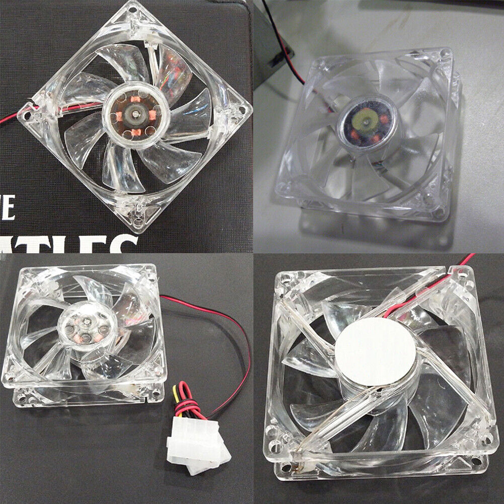 US 2-4 80mm Computer PC Clear Case Cooling Fan With LED - Blue