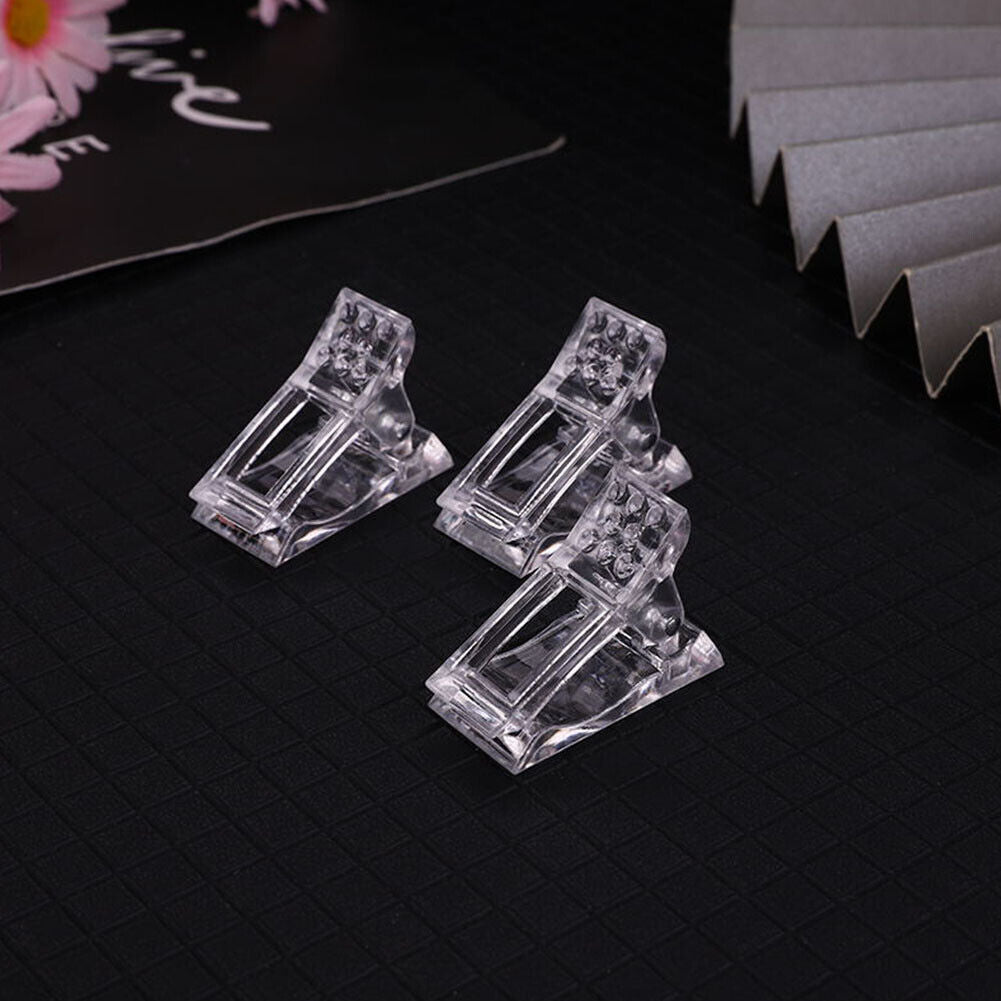 US 20-40 Pc Clear Poly Nail Gel Tips Clip for Quick Building Extension DIY Clamp