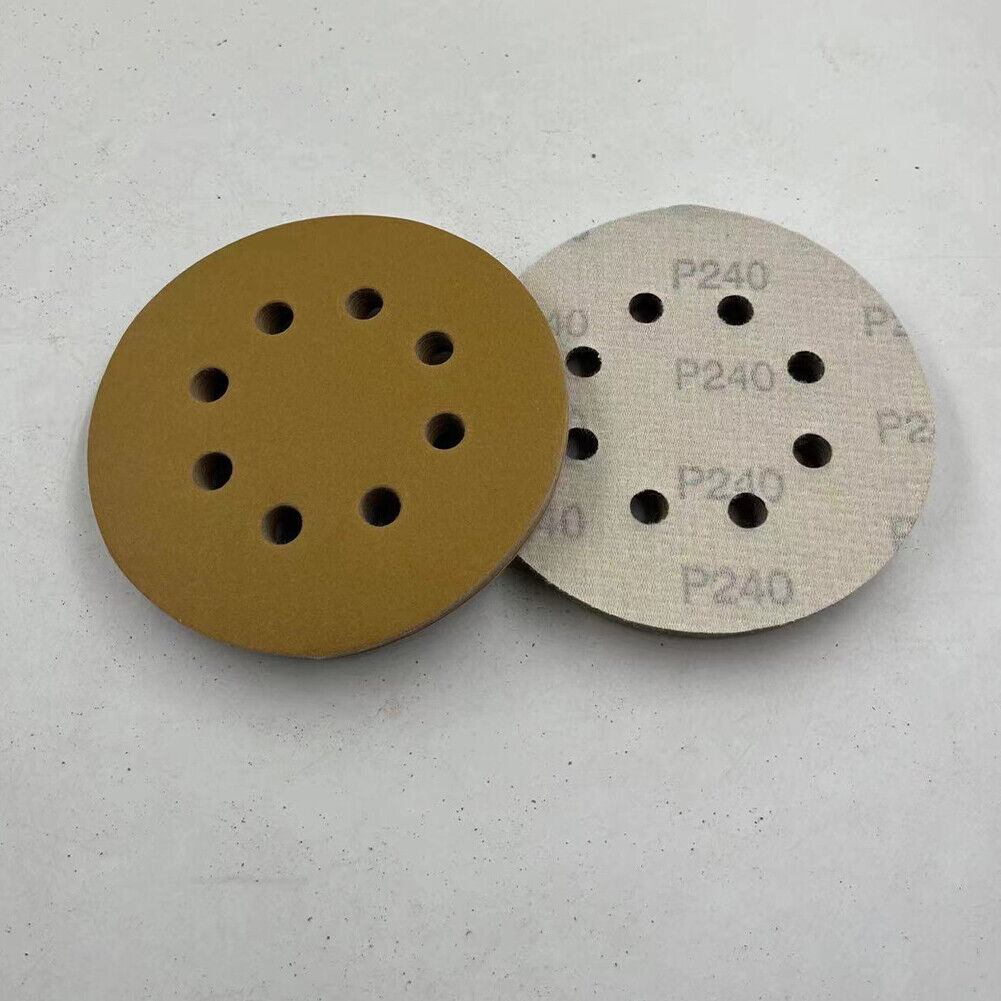 US 100 Pcs 5 Inch 8 Hole Dustless Hook Loop Sanding Disc Sander Round Sandpaper