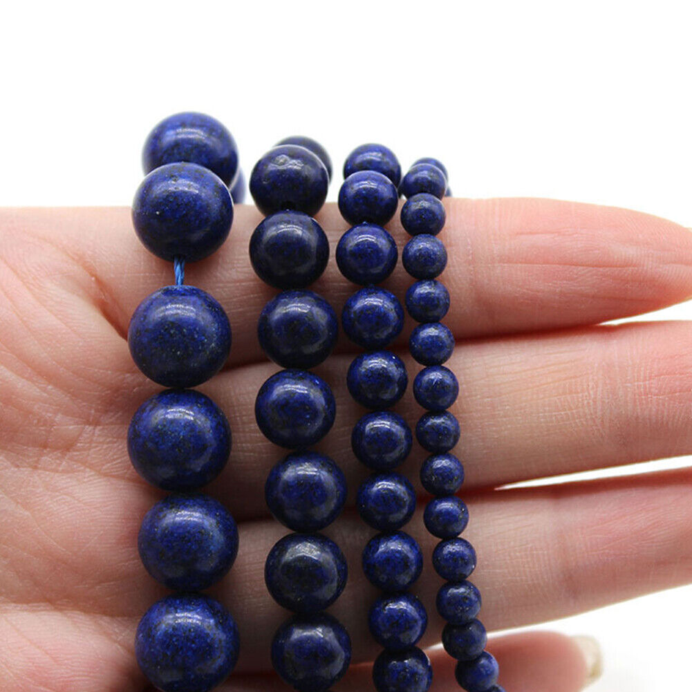 US 6/8/10mm Grade A Natural Lapis Lazuli Stone Beads Round Loose For Jewelry DIY