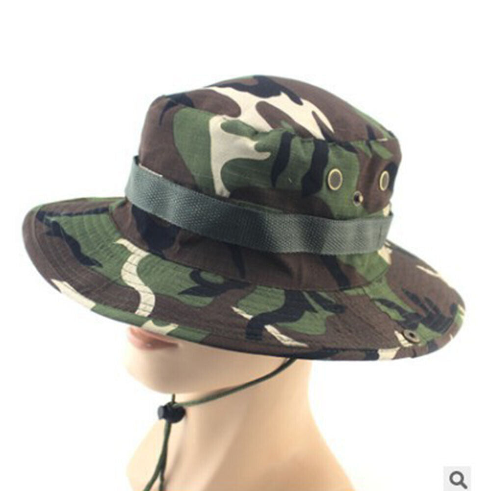 US 1-2 Pcs Boonie Bucket Hats Outdoor Fishing Hunting Wide Brim Mesh Camo Safari