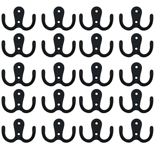 US 20-40 Pc Heavy Duty Double Prong Coat Double Hooks Wall Mounted Retro Utility