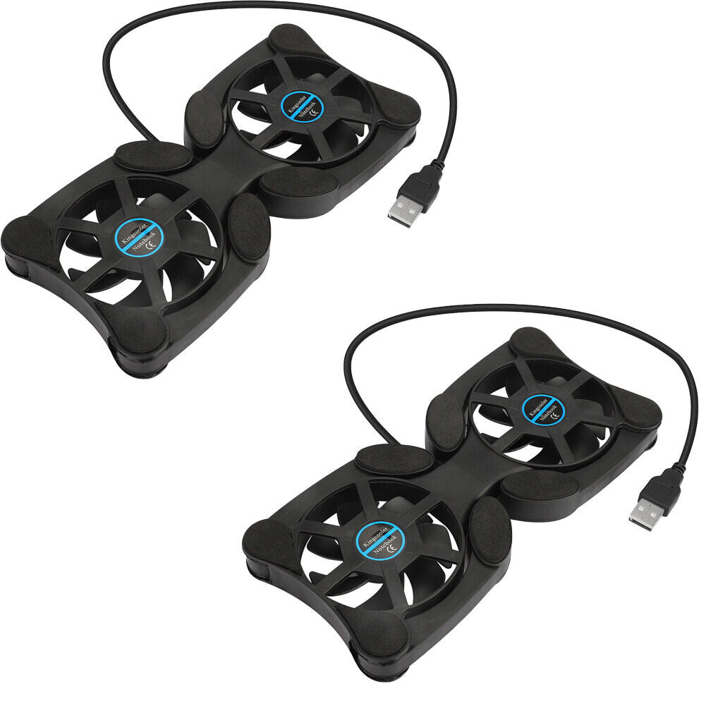 US 2-4 Pc Foldable Dual USB Fan Adjustable for Laptop PC Notebook Quite Cooler