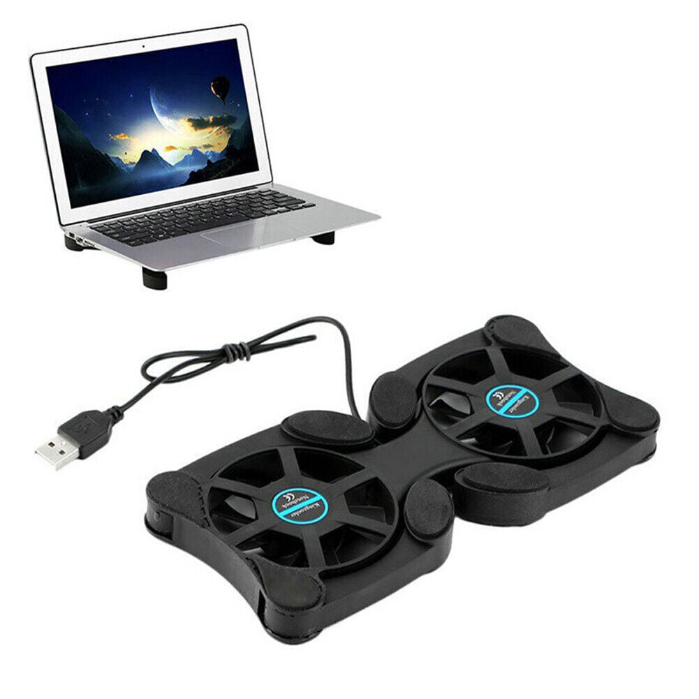 US 2-4 Pc Foldable Dual USB Fan Adjustable for Laptop PC Notebook Quite Cooler
