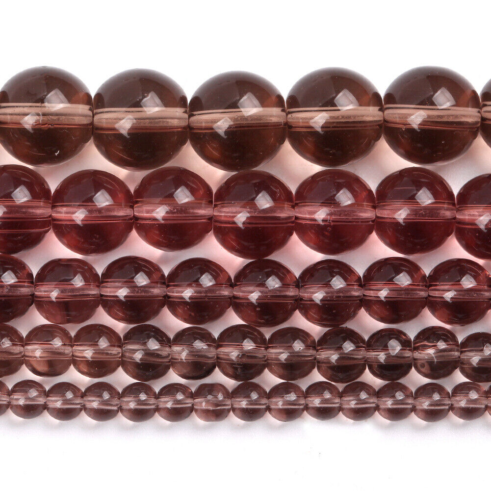 US 6/8/10mm Natural Smoky Quartzs Stone Round Beads For Jewelry Making DIY Charm