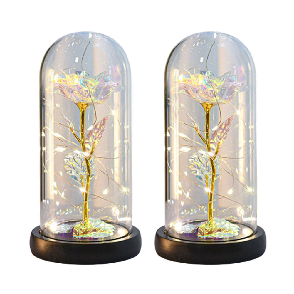 US Rose LED Light Glass Gifts for Wife Women Her Christmas Girlfriend Birthday