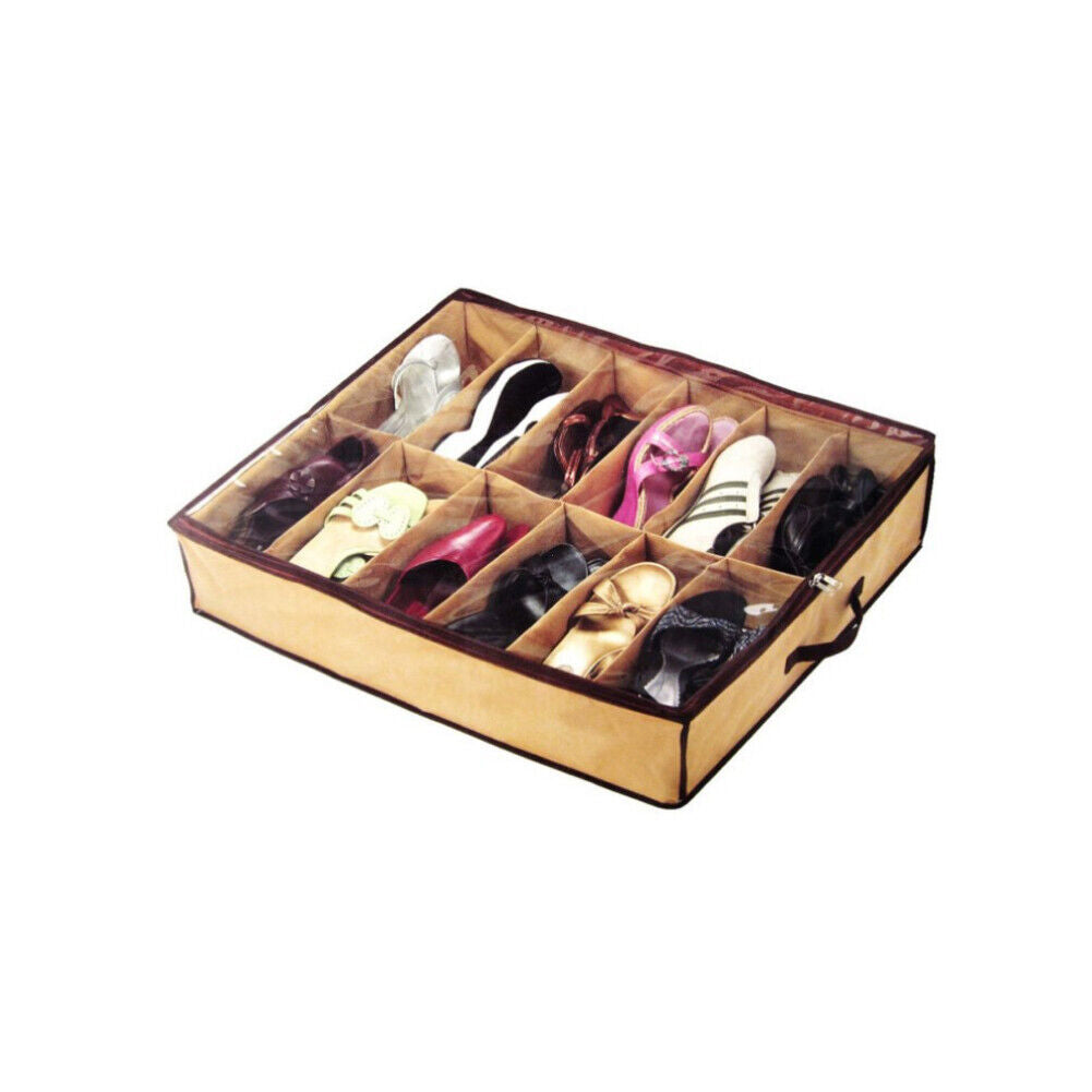US 2-4 Pack Under Bed Shoe Storage Organizer Holder Shoes Closet Box Bag Zipper